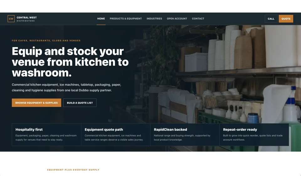 Central West Distributors website preview