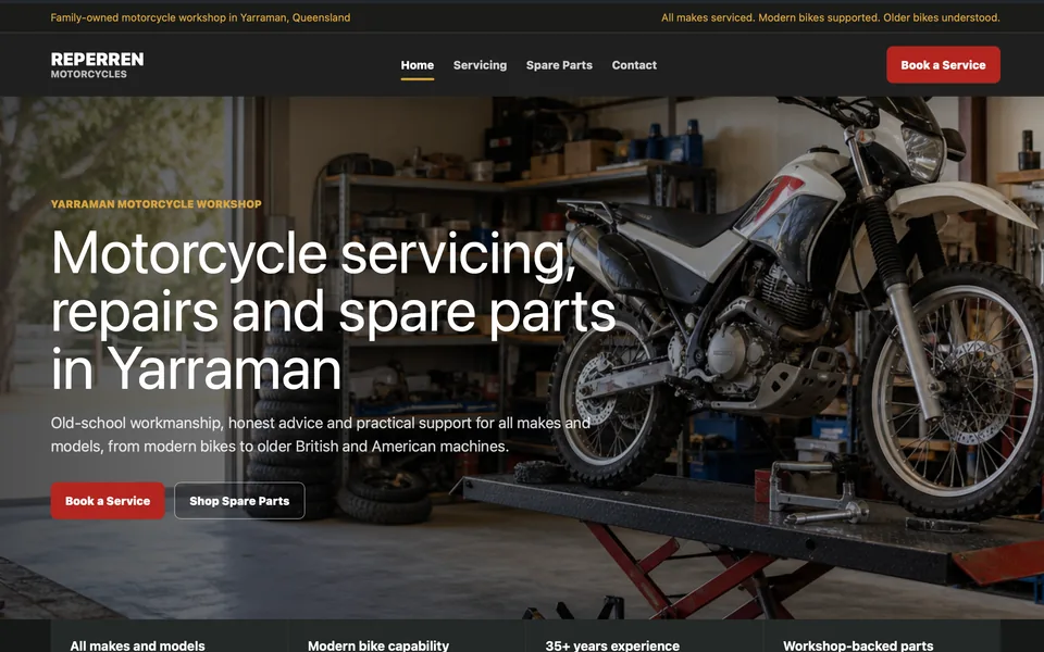 Reperren Motorcycles website built by VPS Digital